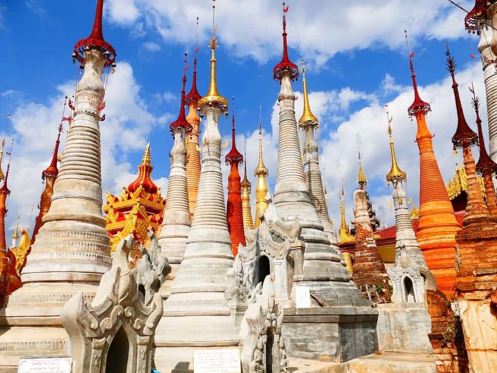 Colourful temples in Myanmar