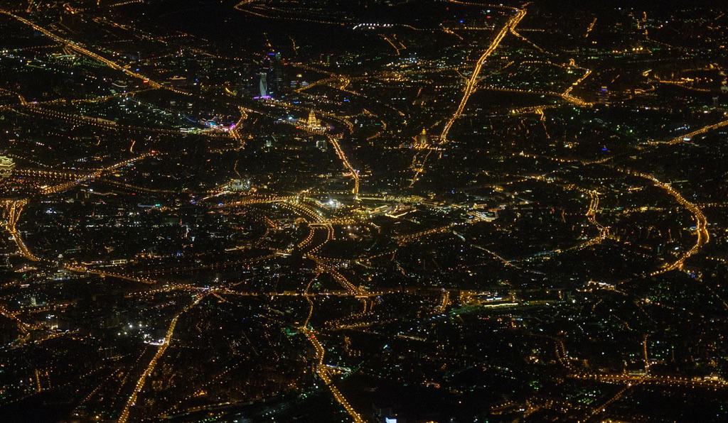 Moscow from above by night