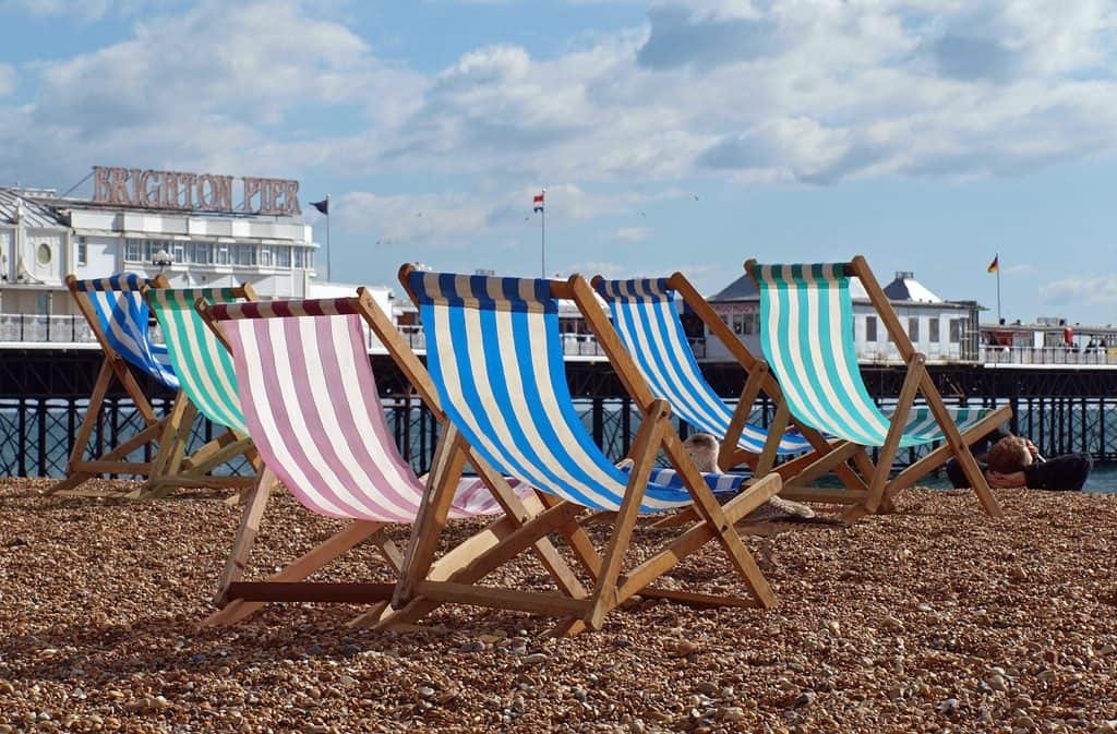 Sun loungers on Brighton beach