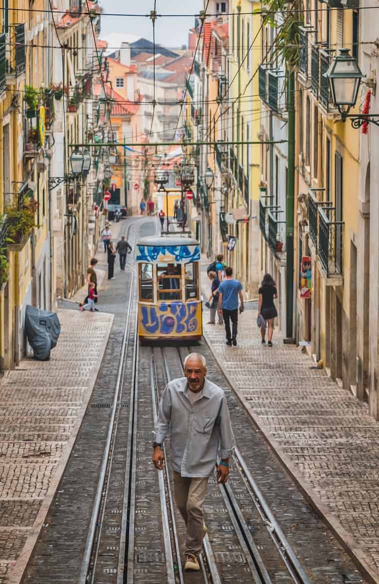 The charming old wooden trams of Lisbon, Portugal