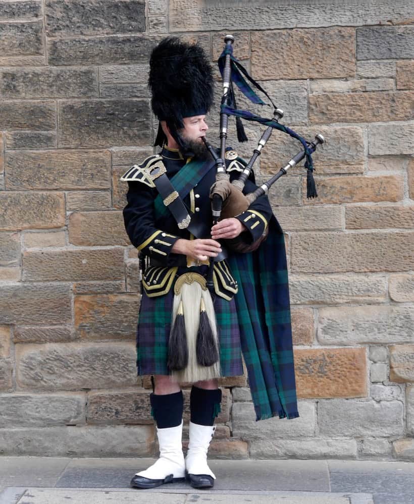 A bagpipe player in Scotland